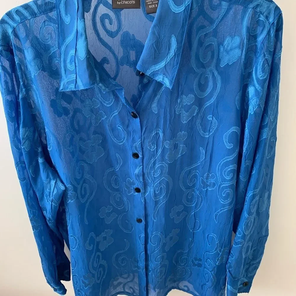 Additions by Chico’s Sz 3 (XL-16) Blue long sleeve - Picture 5 of 5